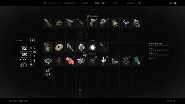 Inventory tab